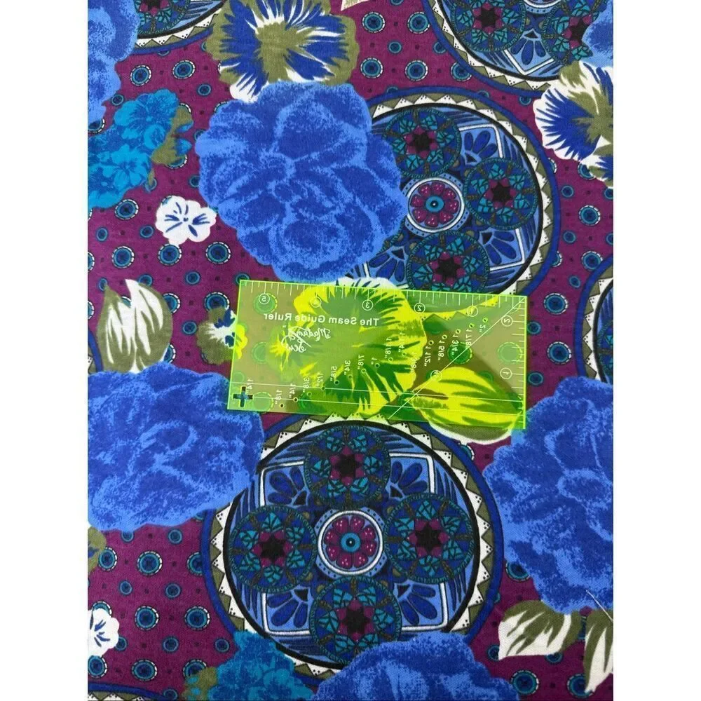 Vintage Fabric Scrap Lot 30x30” + Scraps Floral Geometric Purple Blue